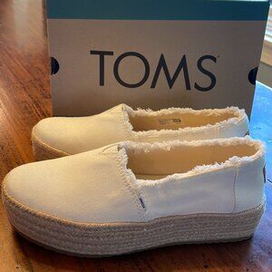 Tom's Valencia White Canvas Slip-on Espadrille